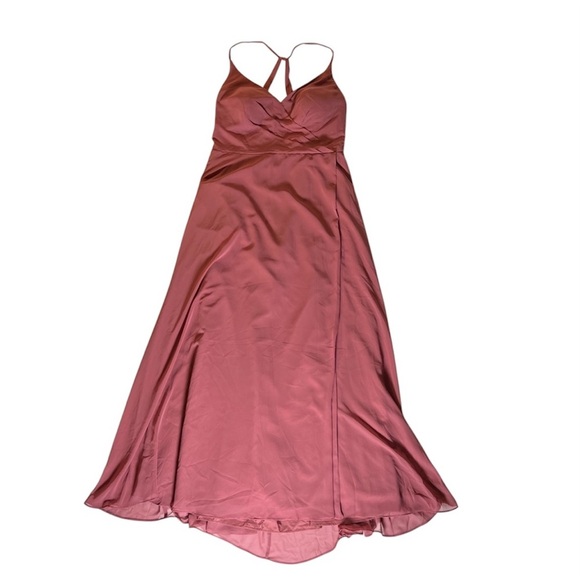 NWT Azazie Rose Pink Racerback Spaghetti Strap Dress, 12-14 w/ Custom Large Bust - Picture 1 of 10